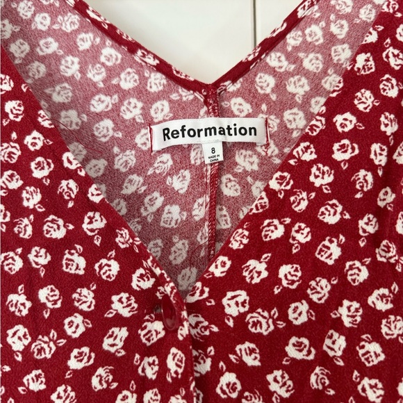 Reformation Red Floral Midi Dress - Picture 6 of 7